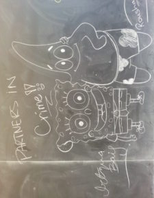 SpongeBob & Patrick chalk drawings