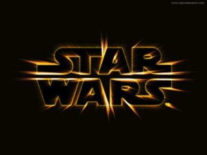 Star Wars logo - gold on black, burst effect