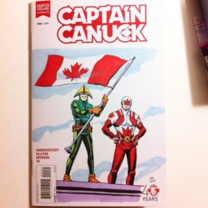 CAPTAIN CANUCK #1 blank cover - coloured PHL waving the flag with the icon