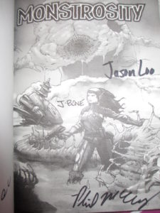MONSTROSITY vol. 1 credits signed by Jason Loo