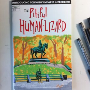 PITIFUL HUMAN-LIZARD #1 blank variant sitting in park