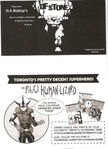 ads for Of Stone and Pitiful Human-Lizard