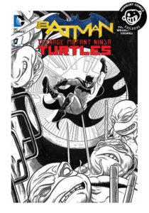 BATMAN • TNMT #1 Newbury Comics exclusive Mike Allred B&W cover